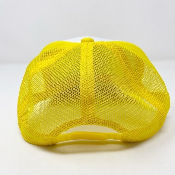 Yellow White Smiley Face Retro Trucker Snapback Hat Cap - Picture 8 of 15